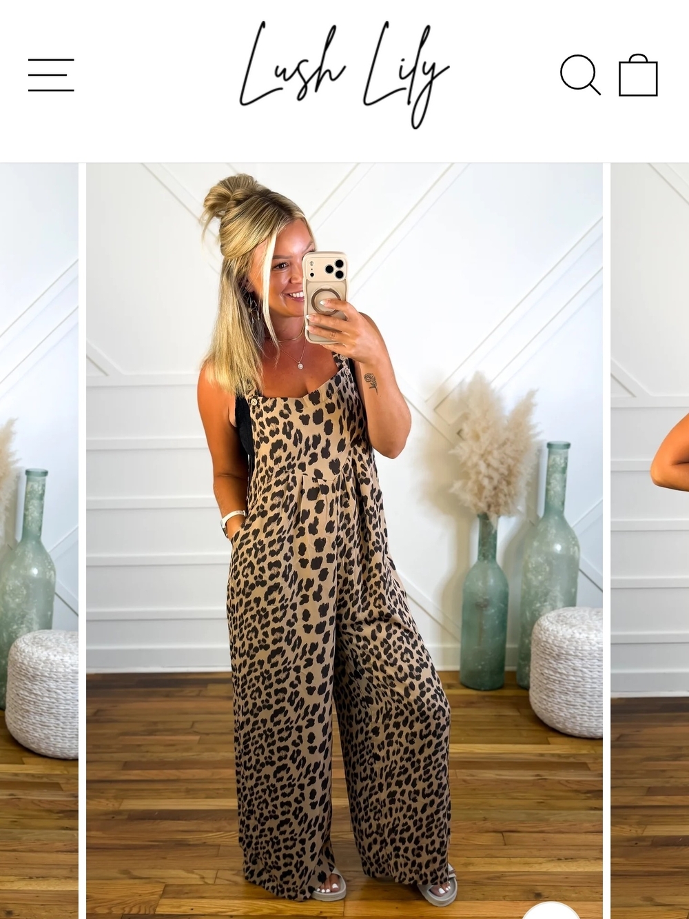 Leopard Print Wide-Leg Jumpsuit - Tan/Black
